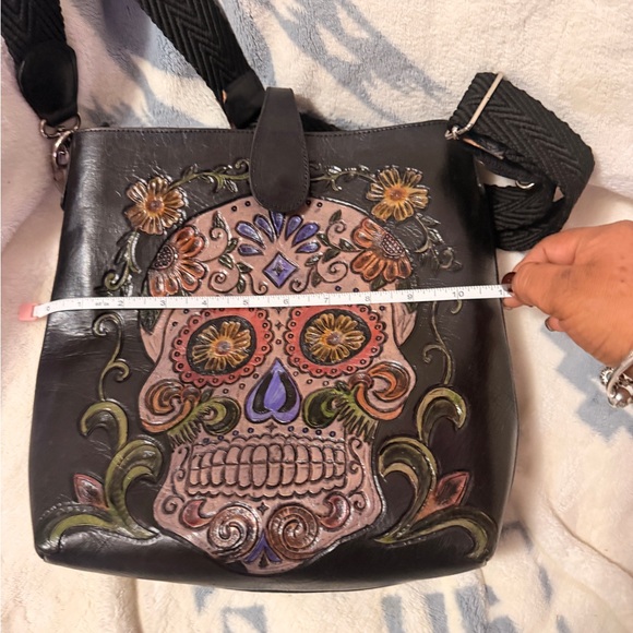 Leather Sugar Skull Day of the Dead Bag - Picture 5 of 9